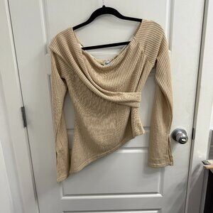 Princess Polly Long Sleeve Sweater Asymmetrical Hem Off Shoulder 8‎